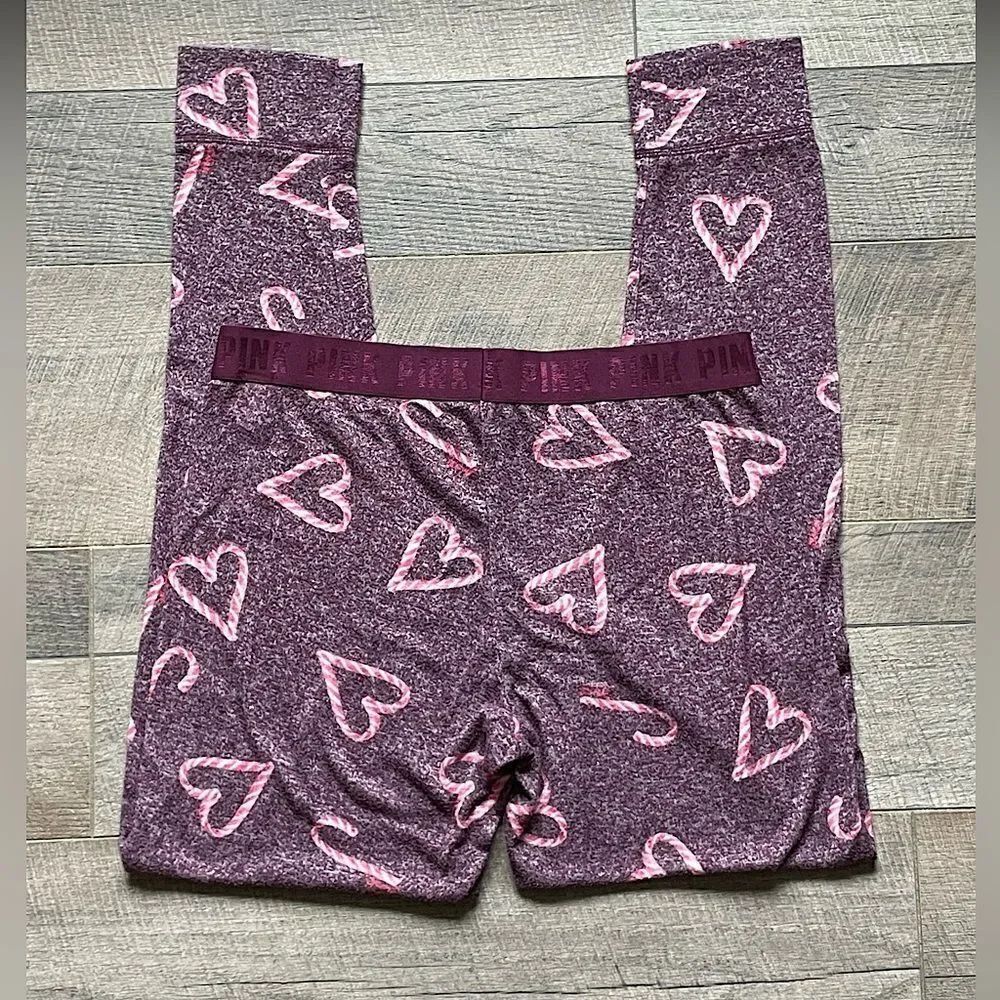 PINK by Victoria’s Secret, Purple & Pink, “Candy Cane Hearts”, Sleep Pants. Med.